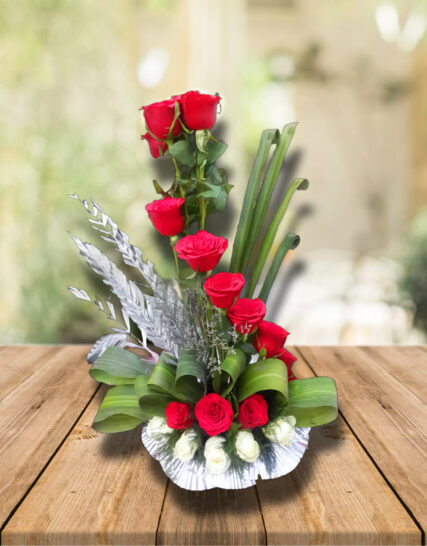 Giftnmore-15 RED & 5 WHITE ROSES BUCKET