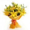 Giftnmore-10 Yellow Lilies Bunch in Yellow Paper Packing