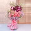 Giftnmore-5 Carnations, 3 Orchids, and 1 Lily Bunch in Paper Packing
