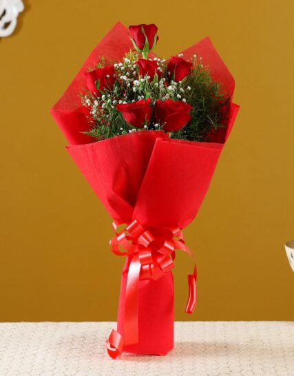 Giftnmore-6 Red Roses Bouquet