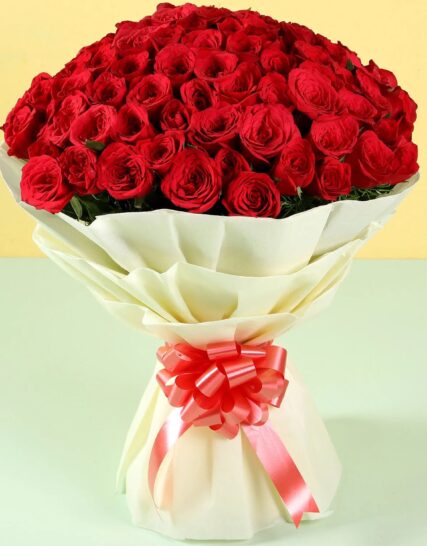 Giftnmore-Grand Romance 100 Red Roses Bouquet