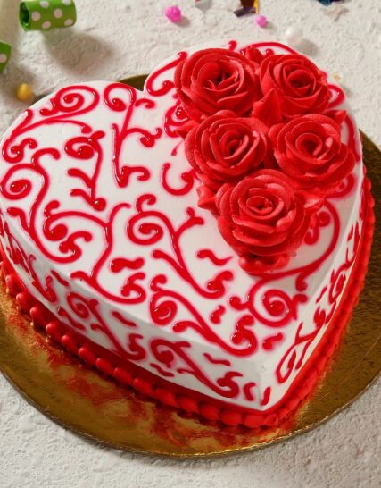 Giftnmore-Rosy Heart Chocolate Cake