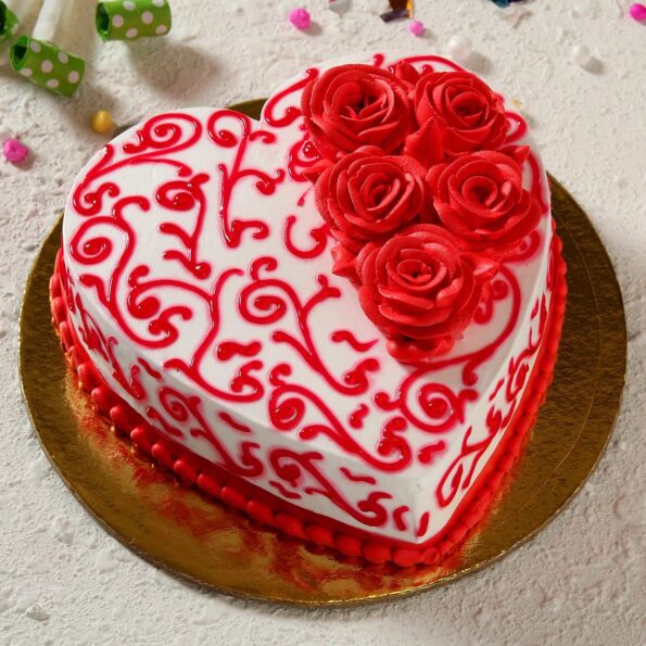 Giftnmore-Rosy Heart Chocolate Cake