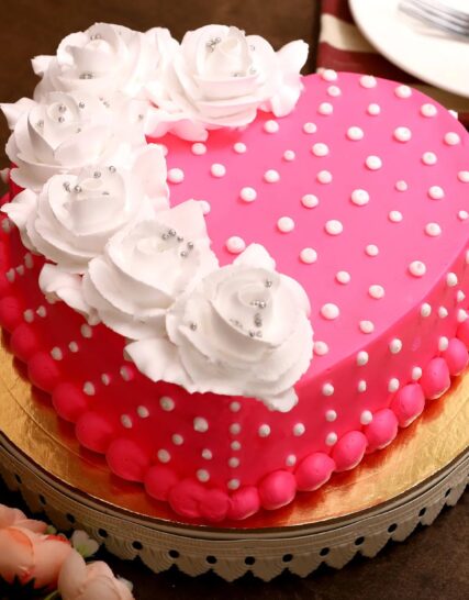 Giftnmore-Sweet Rose Heart Chocolate Cake
