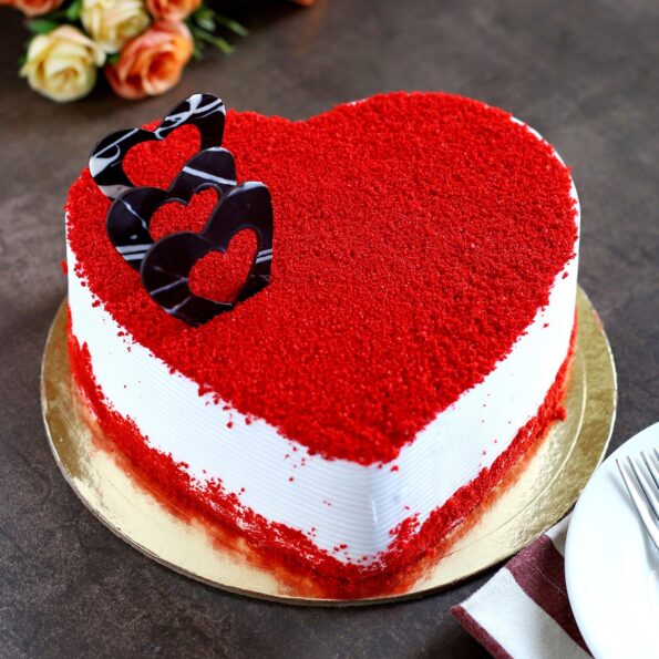 Giftnmore-Red Velvet Heart Cake