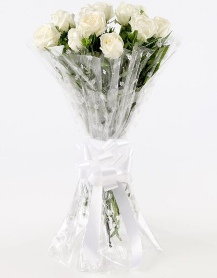 Giftnmore-12 Marvelous White Roses Bouquet