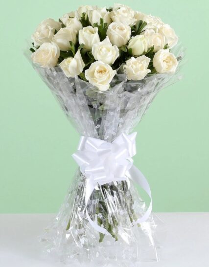 Giftnmore-24 White Roses Bouquet