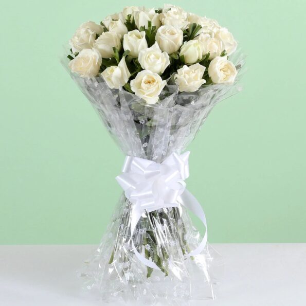 Giftnmore-24 White Roses Bouquet