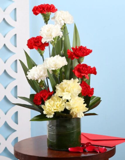 Giftnmore-Carnations Vase Arrangement