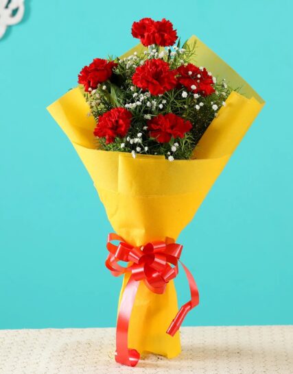 Giftnmore-6 Red Carnations Bouquet