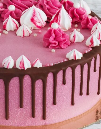 Giftnmore-Pink Strawberry Cream Cake 1