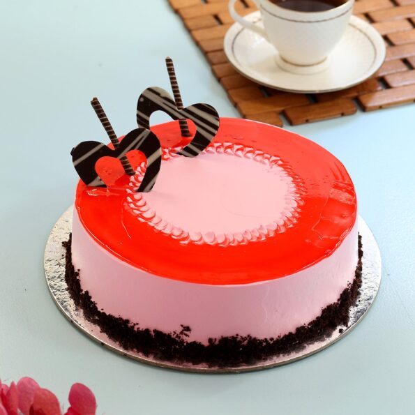 giftnmore-Red Glaze Strawberry Cake