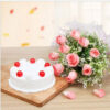 Giftnmore-10 Pink Roses With Pineapple Cake