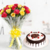 Giftnmore-20 ROSES N CARNATION MIX WITH BLACK FOREST CAKE