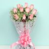 Giftnmore-10 pink roses cellophane