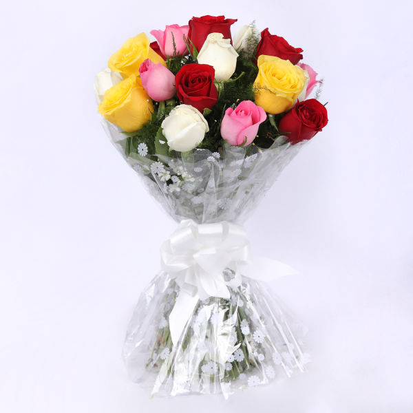 Giftnmore-15 Mix Roses Bunch