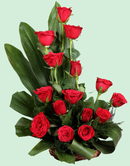 Giftnmore-15 Red Roses Basket