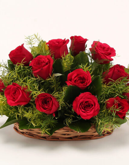 Giftnmore-15 Red Roses with Basket
