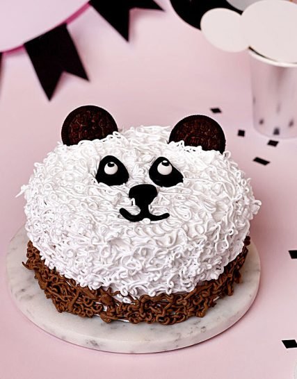 Panda Chocolate Cake with Chocolate Cream and Round Shape