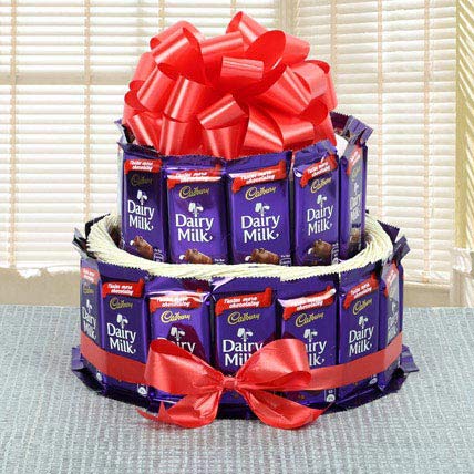 Dairy milk Chocolates arrangements with red bow