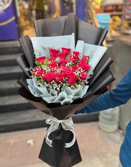 20 red roses bouquet with korean wrapping